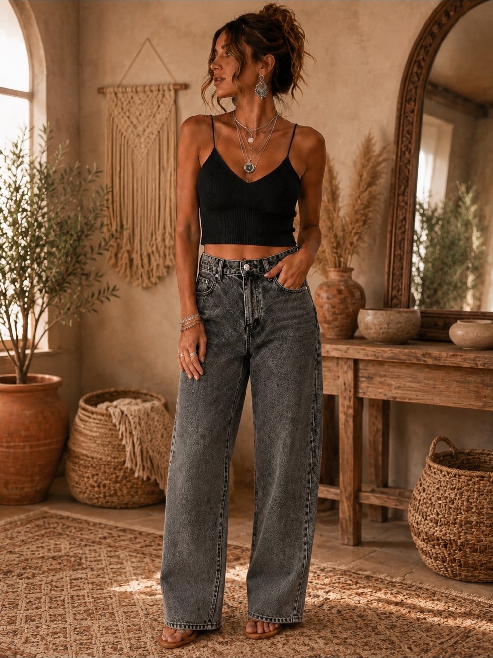 Zara Gray Washed Jeans